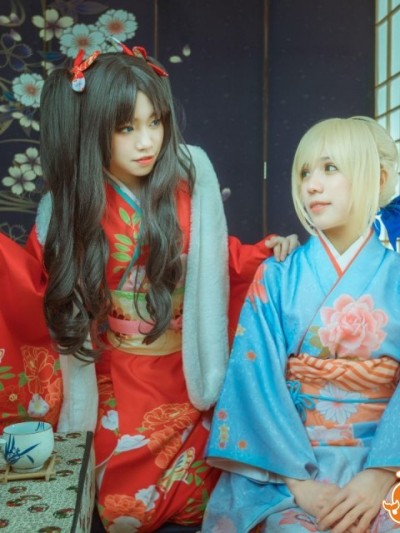 《Fate Stay Night 》saber远坂凛和服浴衣 C O S P L A Y