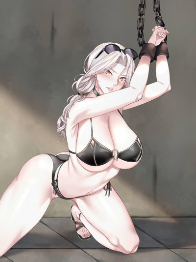 [カーミラ 獣姦本]手锭をかけられたカーミラが屈强な犬にバックから犯されてしまうフルカラーイラスト!!